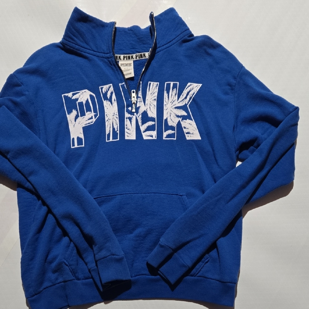 PINK Victoria's Secret Royal Blue Half-Zip Pullover
